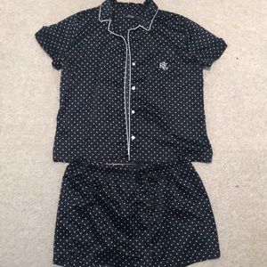 Ralph Lauren polka dot silk pajama set in large